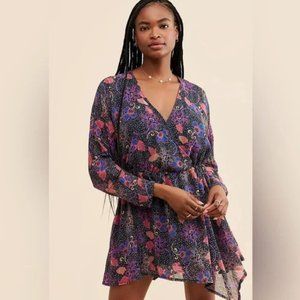 FREE PEOPLE Teegan Floral Mini Dress Twilight Purpe Pink {Q11}